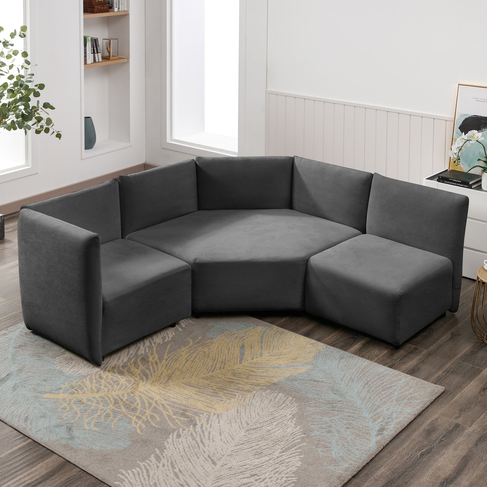 Mjkone 3-Piece Free Combination Curved Modular Sectional Sofa