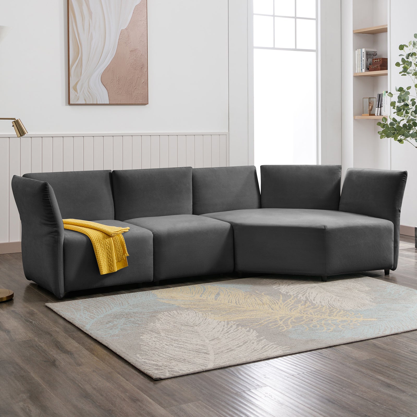 Mjkone 3-Piece Free Combination Curved Modular Sectional Sofa