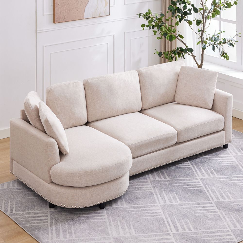 Mjkone 3-Seater Modern Curved Sofa Couch