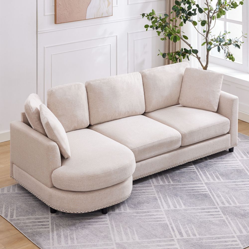 Mjkone 3-Seater Modern Curved Sectional Sofa Couch For Living Room