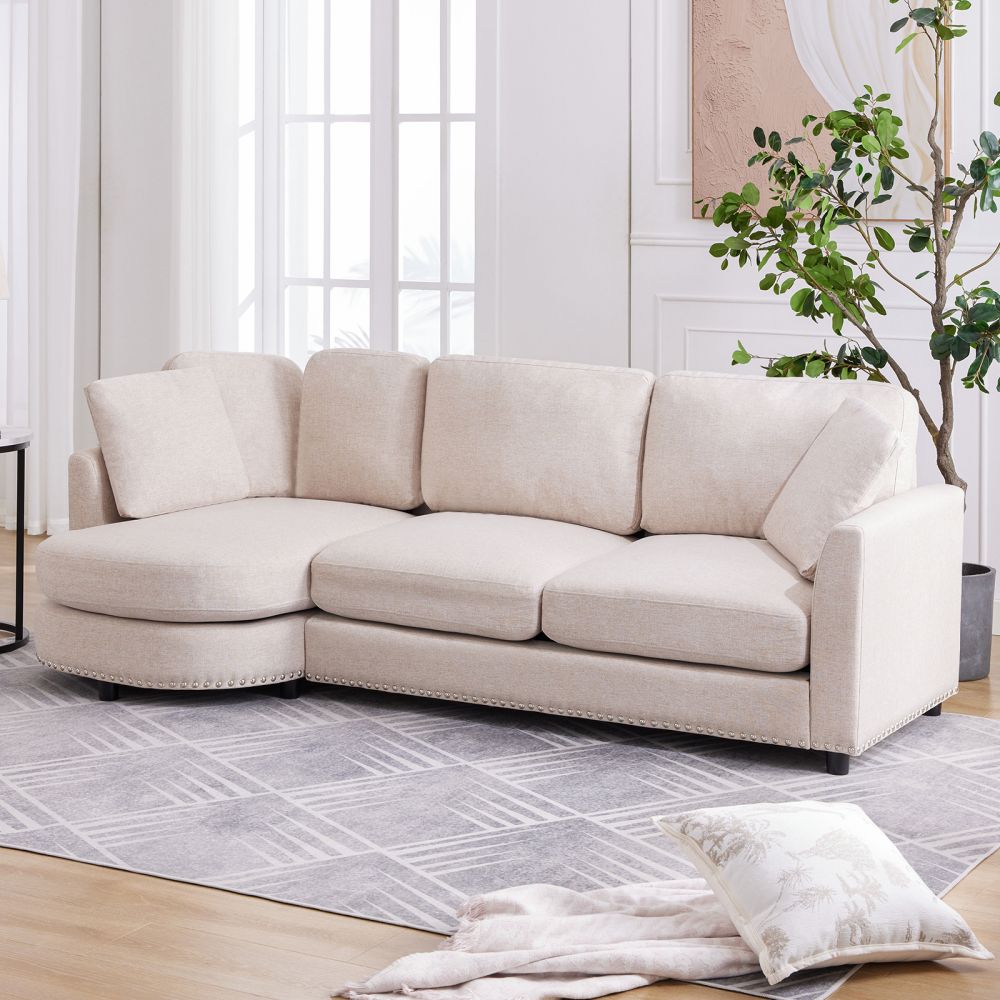 Mjkone 3-Seater Modern Curved Sectional Sofa Couch For Living Room