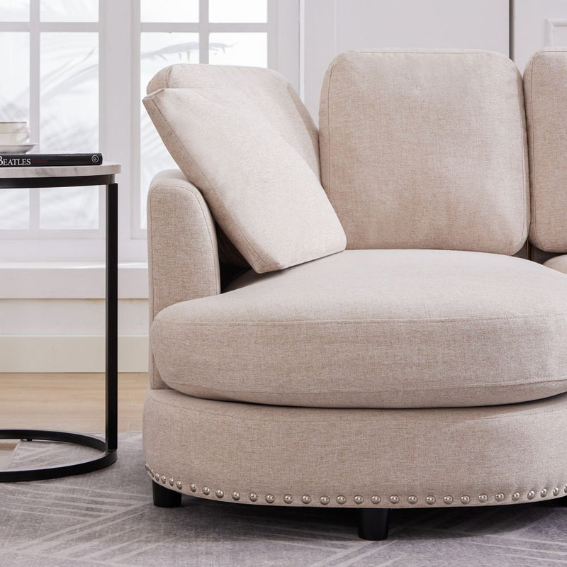 Mjkone 3-Seater Modern Curved Sectional Sofa Couch For Living Room