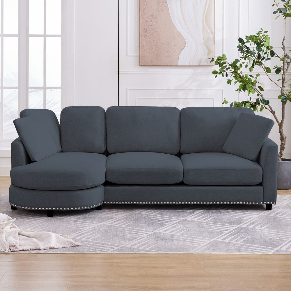Mjkone 3-Seater Modern Curved Sectional Sofa Couch For Living Room