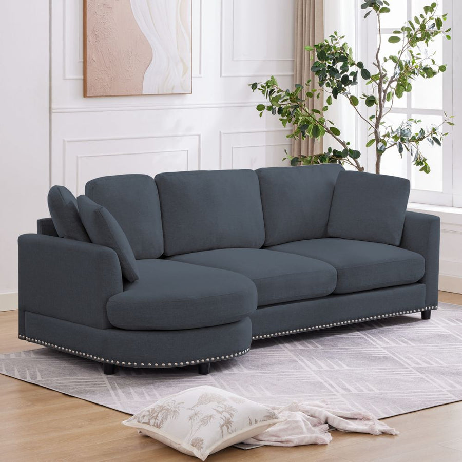 Mjkone 3-Seater Modern Curved Sectional Sofa Couch For Living Room