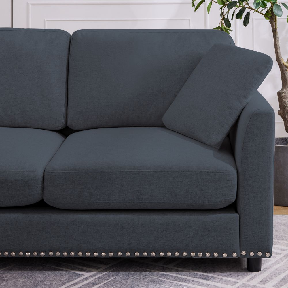 Mjkone 3-Seater Modern Curved Sectional Sofa Couch For Living Room