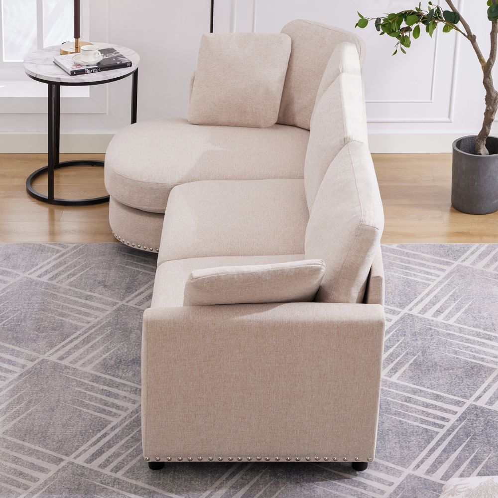 Mjkone 3-Seater Modern Curved Sectional Sofa Couch For Living Room