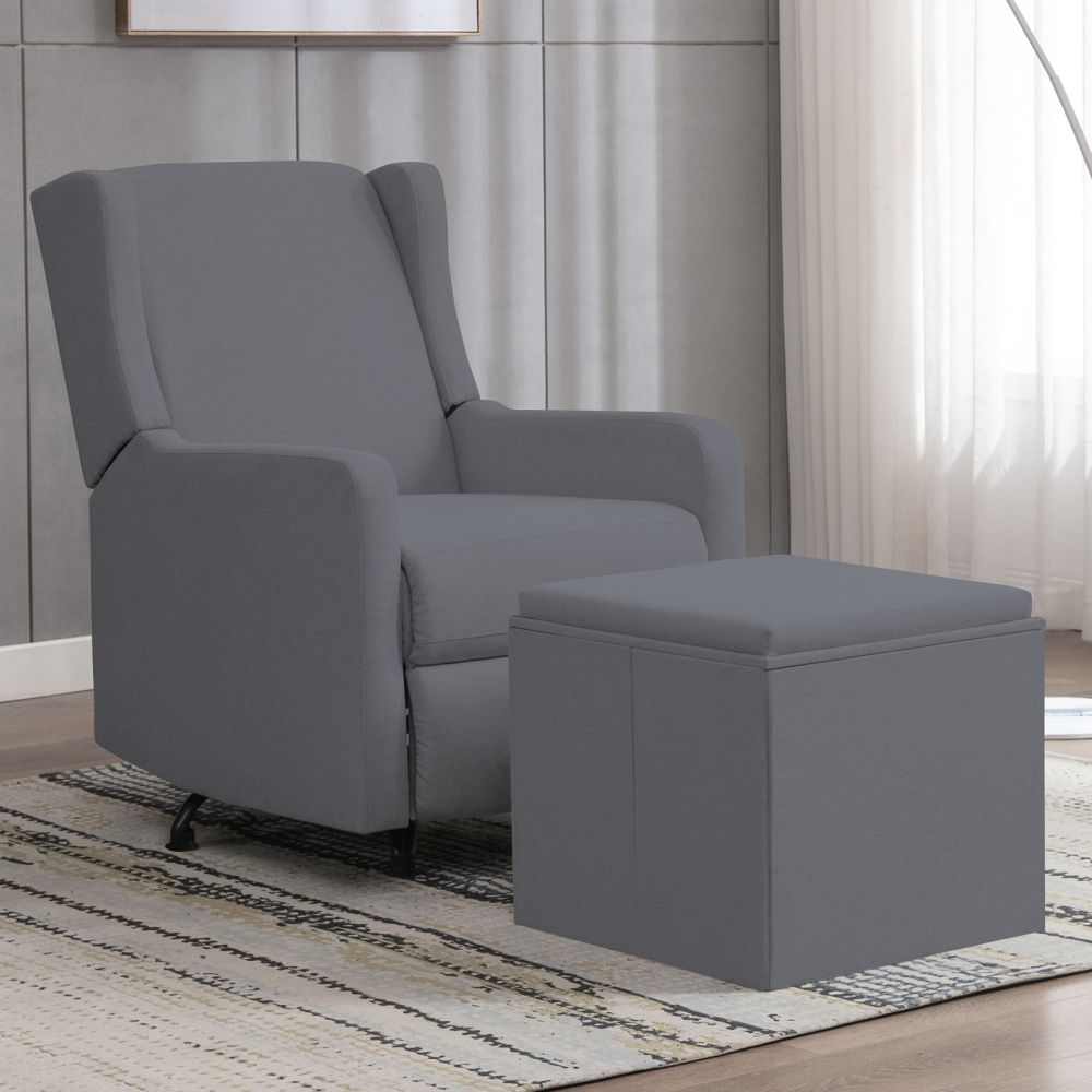 Mjkone Linen Upholstered 360° Swivel Reclining Chair