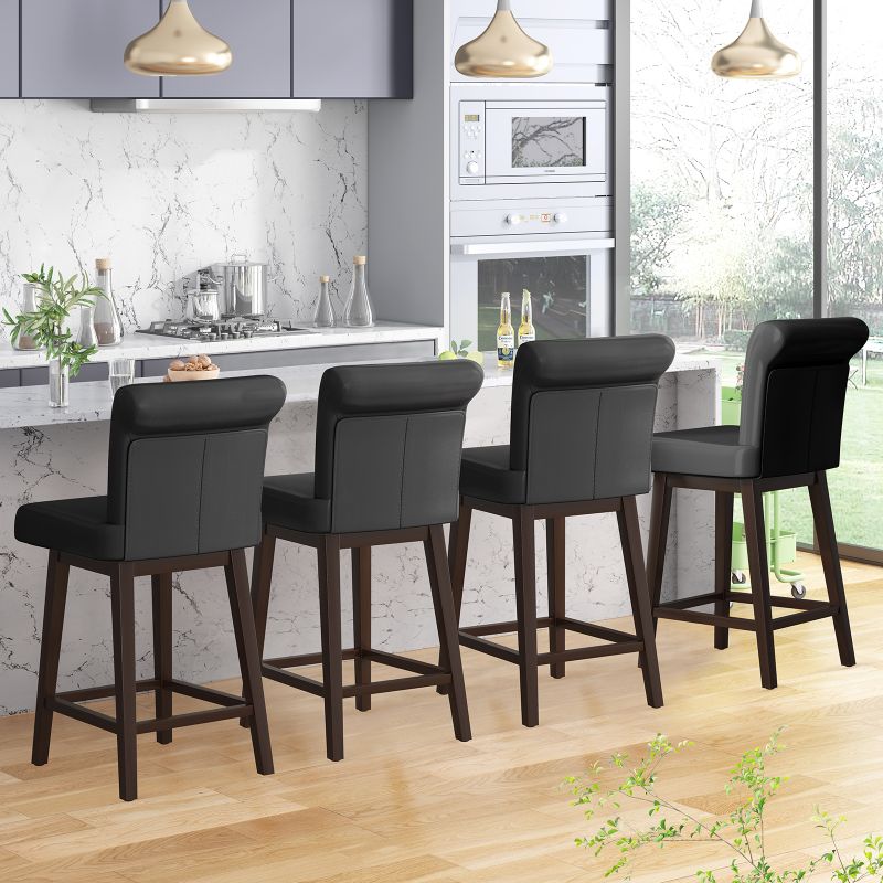 Mjkone 360° Swivel Faux Leather Bar Stools Set of 2/4