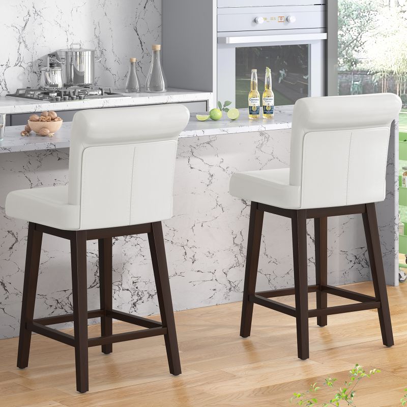 Mjkone 360° Swivel Faux Leather Bar Stools Set of 2/4