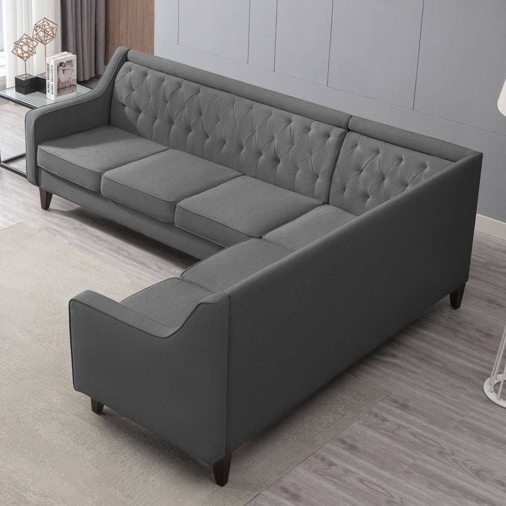 Mjkone Button Tufted L Shaped Modular Corner Sectional Sofa