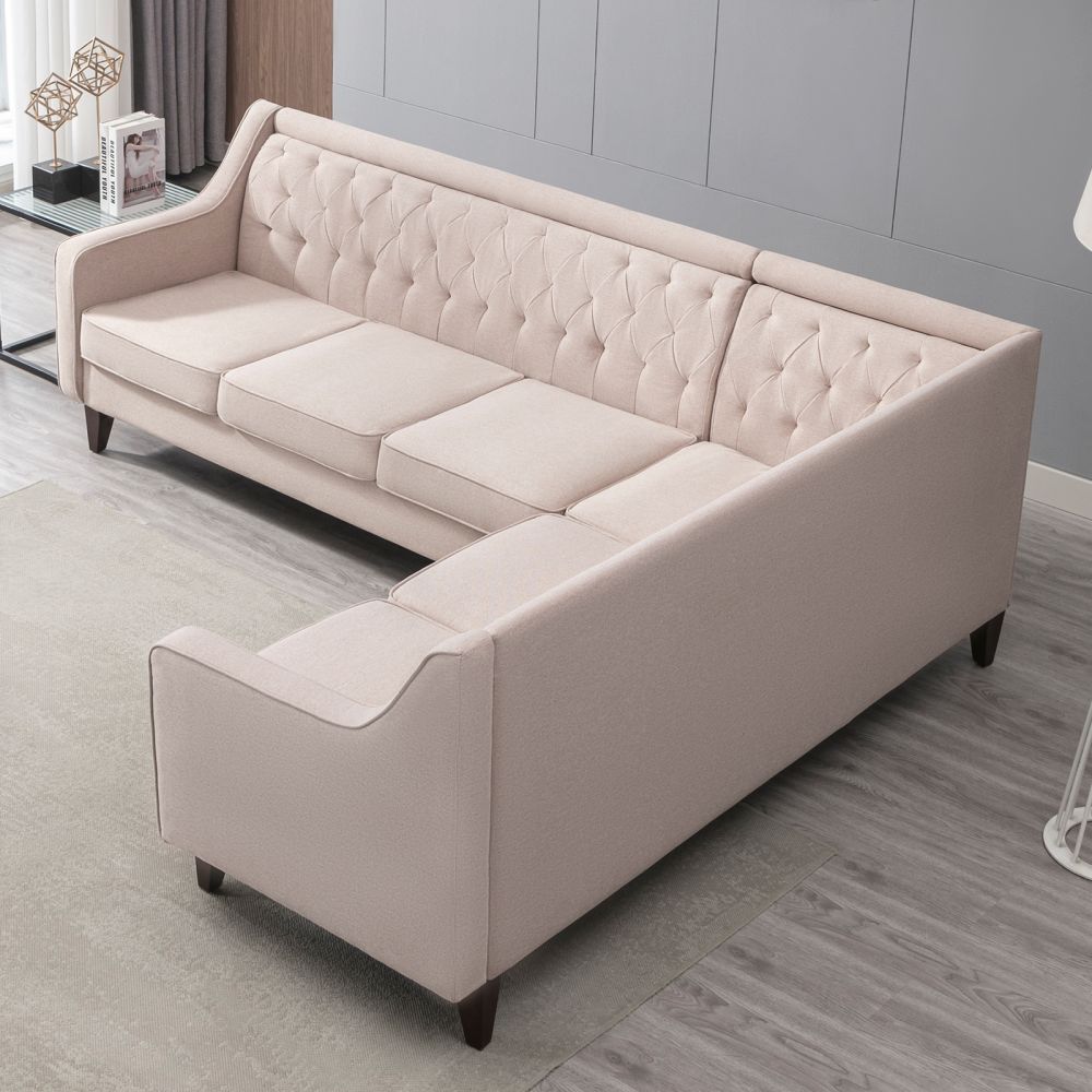 Mjkone Button Tufted L Shaped Modular Corner Sectional Sofa