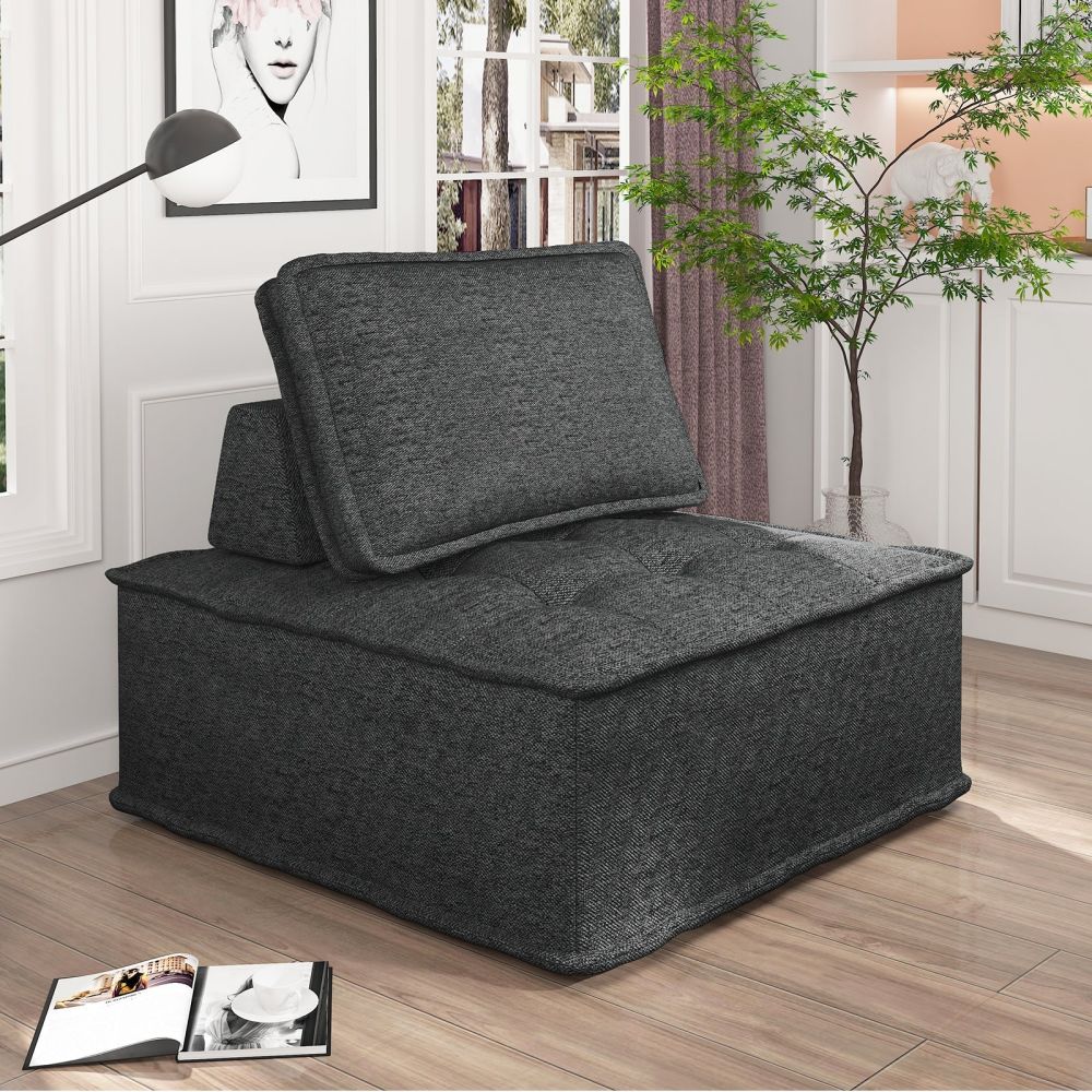 Mjkone Contemporary Upholstered Modular Sofa Chair With Pillow