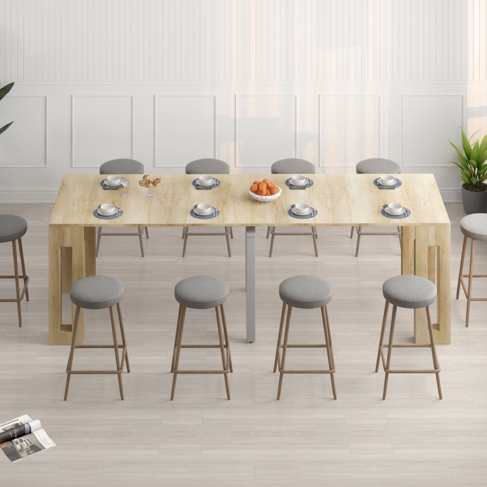 Mjkone Modern Extendable Dining Room Table for 10