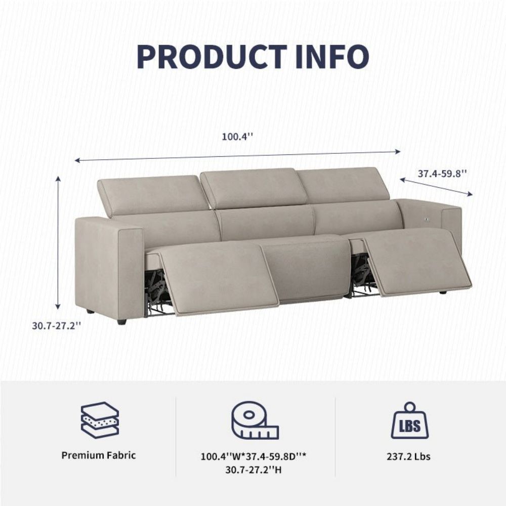 Mjkone Faux Leather Reclining Sofa Couch With USB