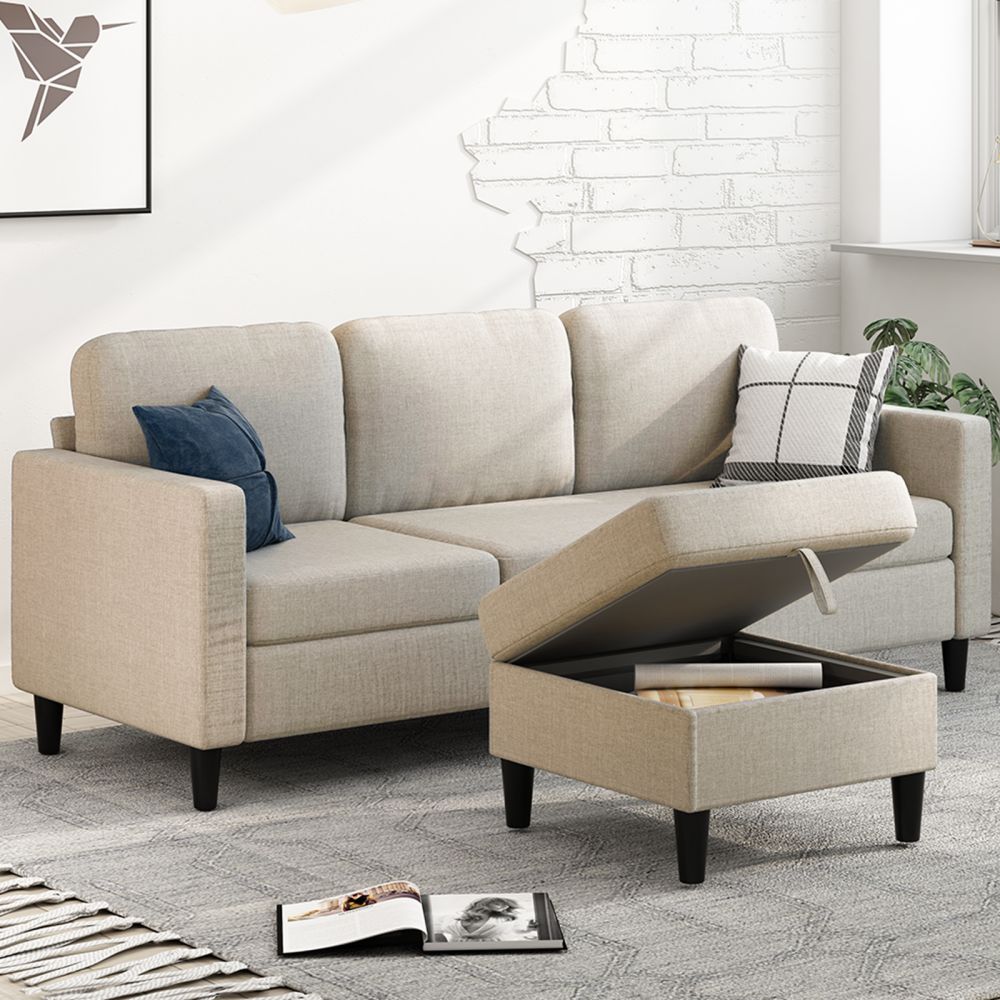 Mjkone L-Shaped Sectional Sofa with Storage Ottoman