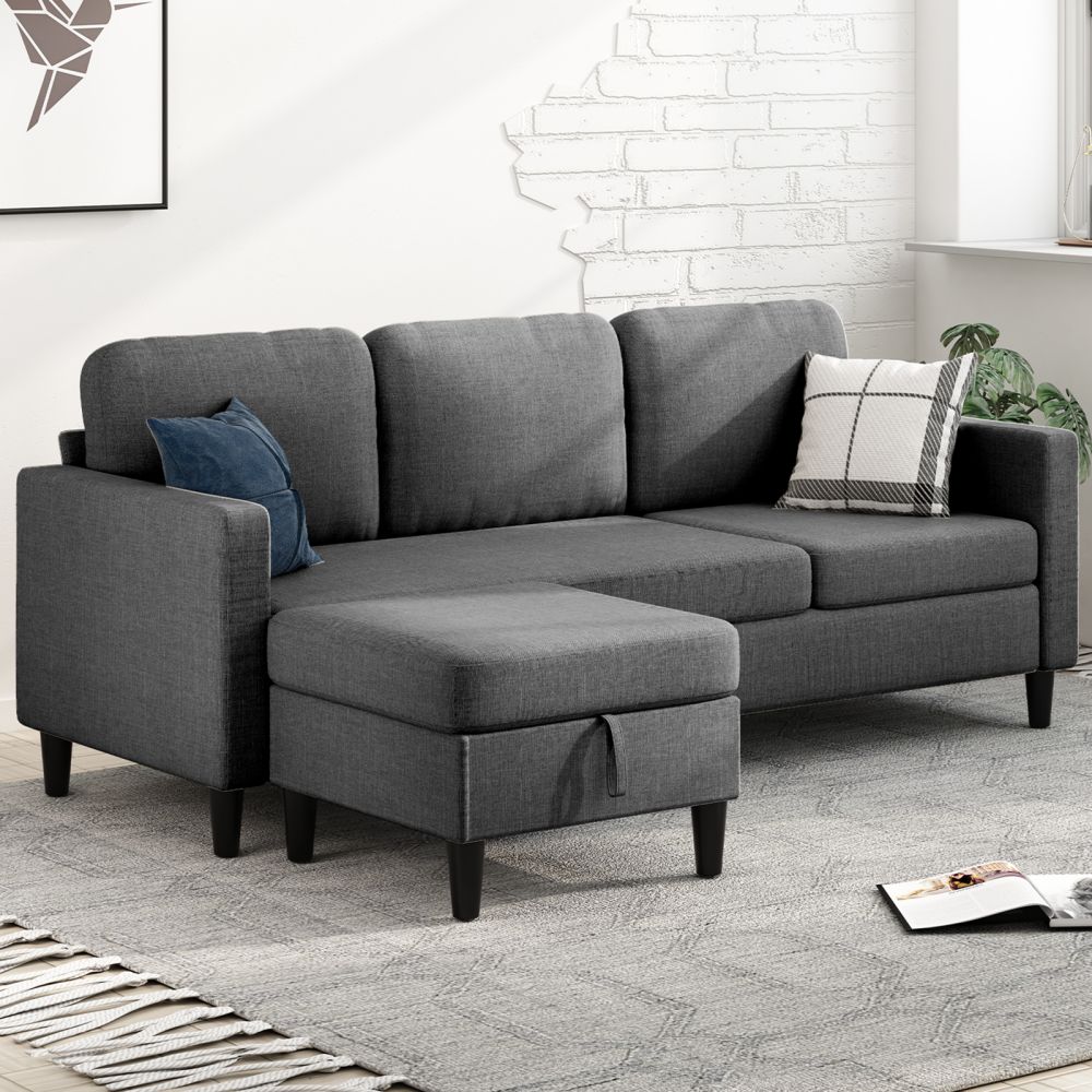 Mjkone L-Shaped Sectional Sofa with Storage Ottoman