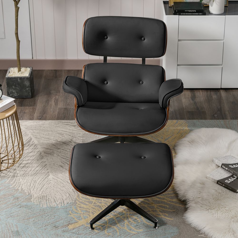 Mjkone Mid Century Swivel Lounge Accent Chair With Ottoman