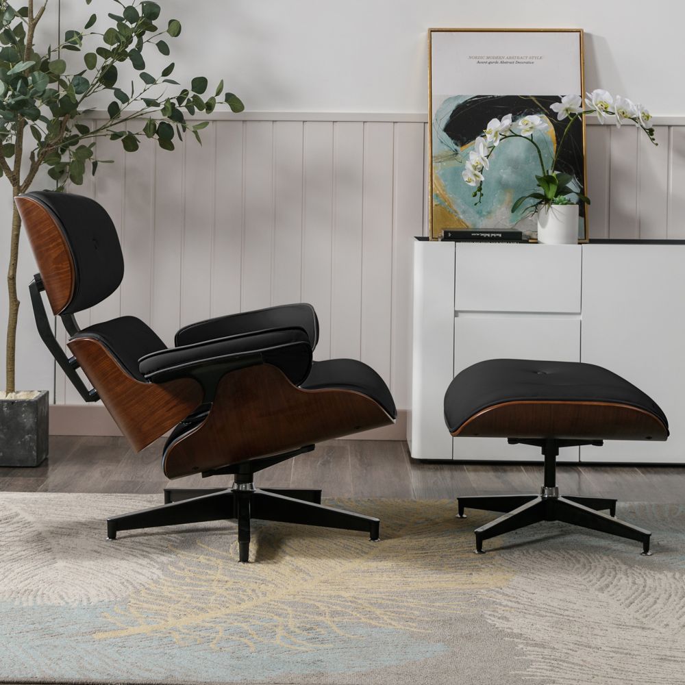 Mjkone Mid Century Swivel Lounge Accent Chair With Ottoman