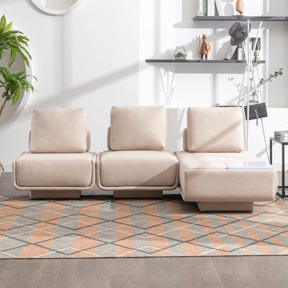 Mjkone Minimalist Square Floor Tofu Sectional Sofa