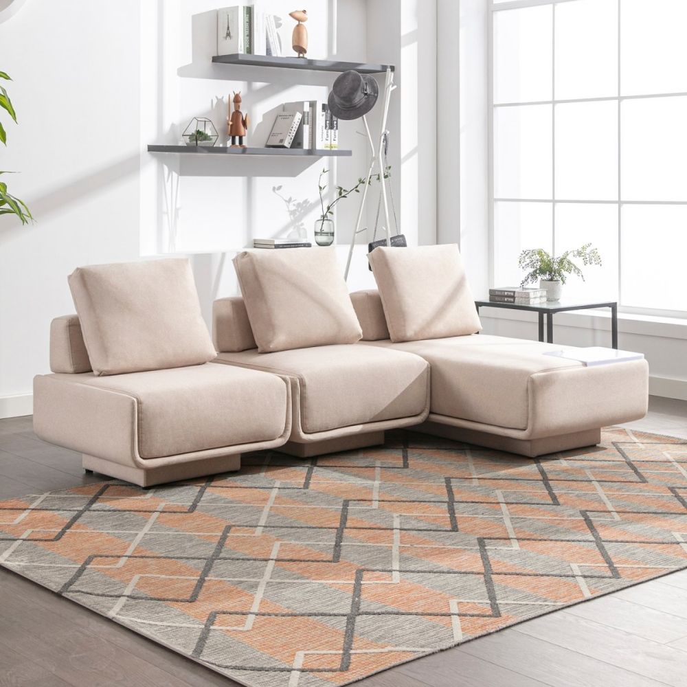 Mjkone Minimalist Square Floor Tofu Sectional Sofa