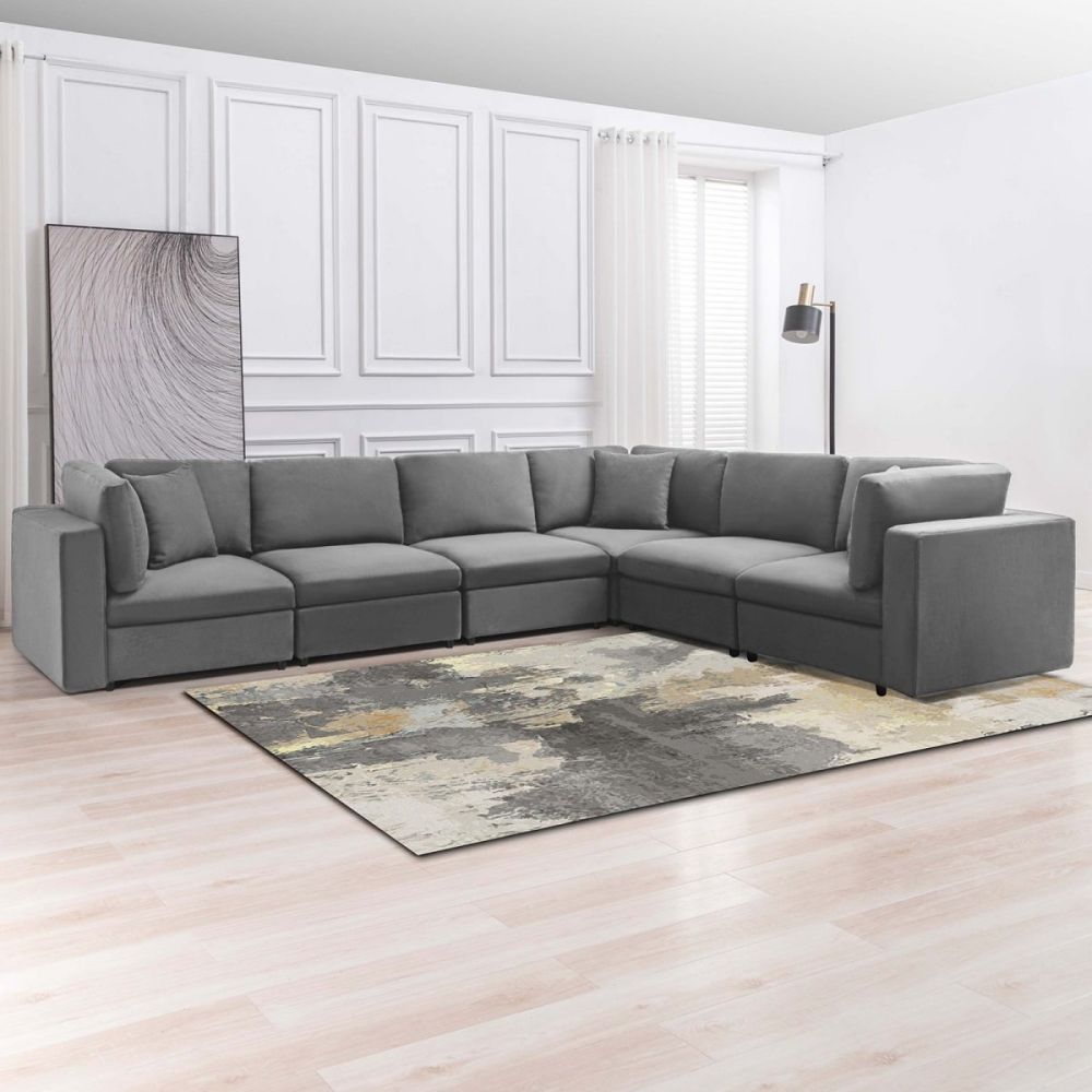 Mjkone Modern Corner Convertible Sectional Sofa Set with Ottoman