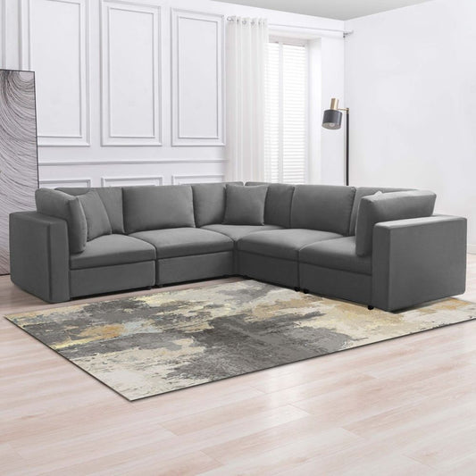 Mjkone Modern Corner Convertible Sectional Sofa Set with Ottoman
