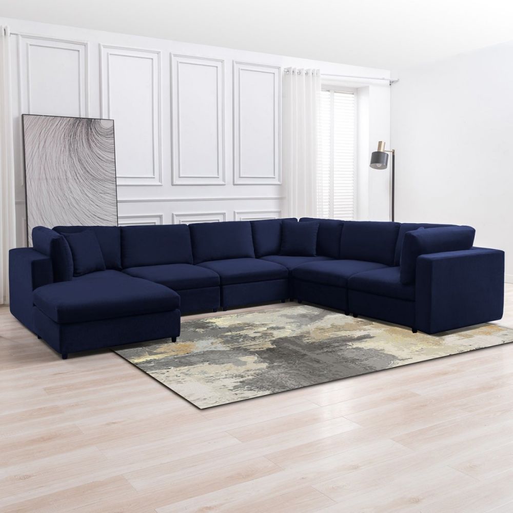 Mjkone Modern Corner Convertible Sectional Sofa Set with Ottoman