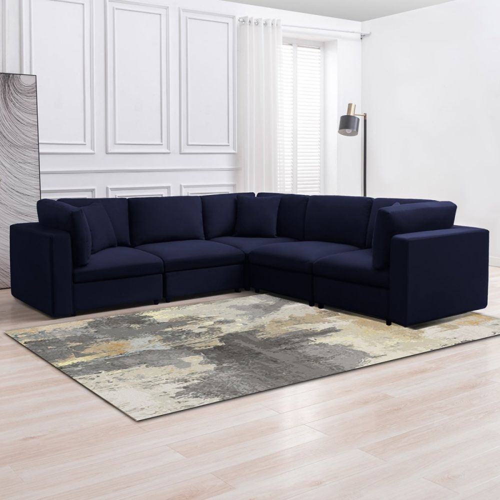 Mjkone Modern Corner Convertible Sectional Sofa Set with Ottoman