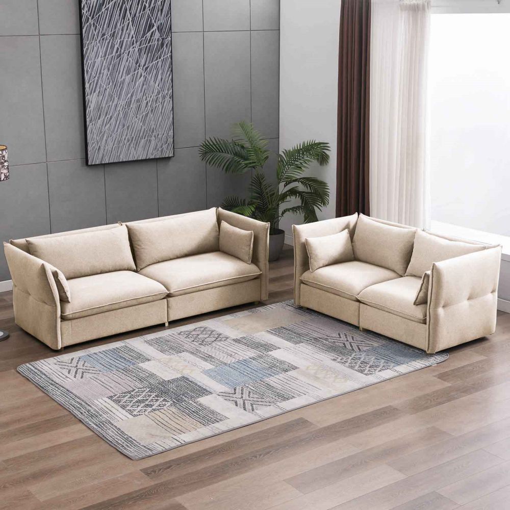 Mjkone Modern Reversible Sectional Sofa Set with Adjustable Armest