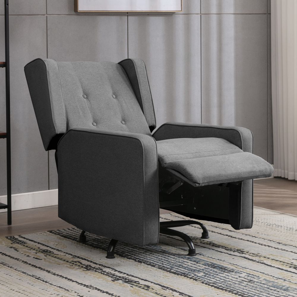 Mjkone Modern Upholstered 360° Swivel Glider Chair Recliner with Ottoman