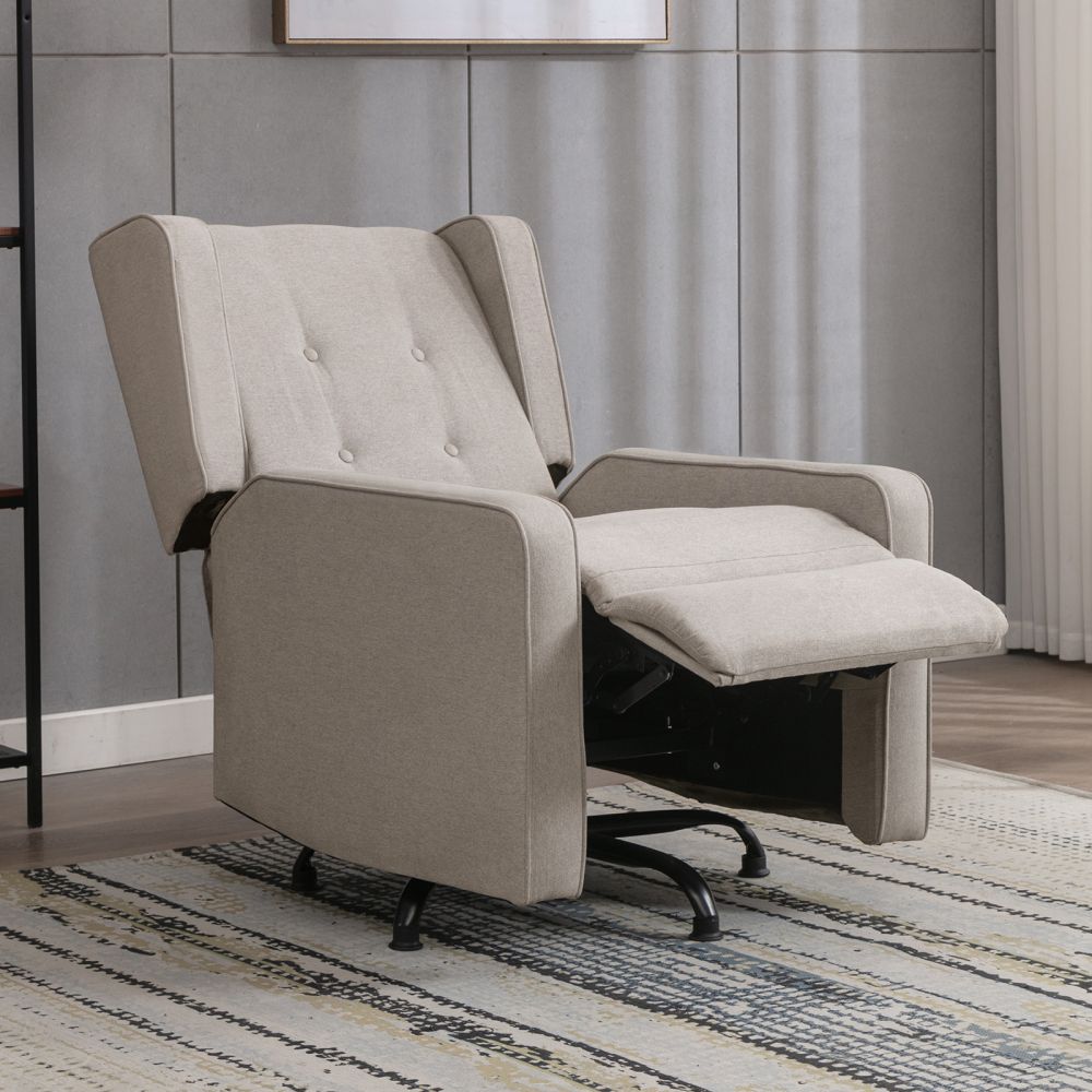Mjkone Modern Upholstered 360° Swivel Glider Chair Recliner with Ottoman