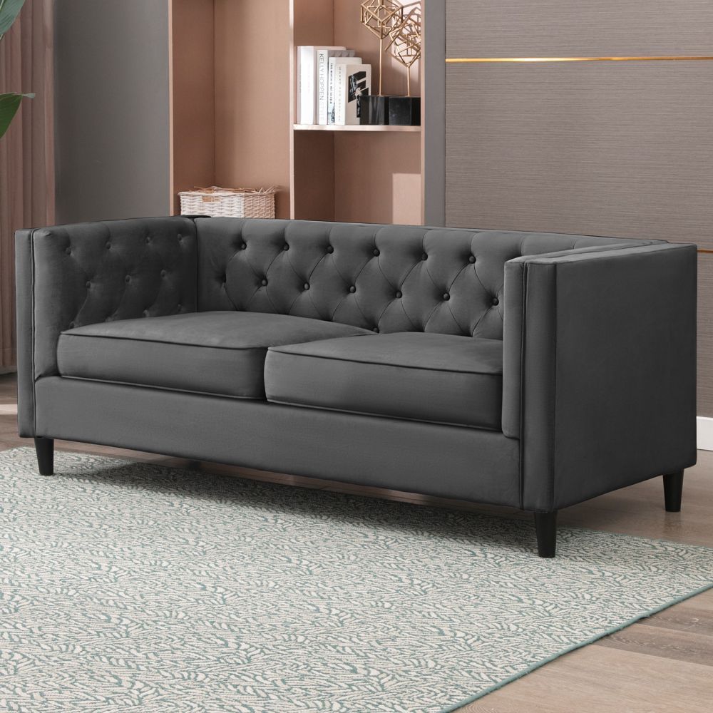 Mjkone Modern Upholstered Chesterfield Style Loveseat Sofa Set