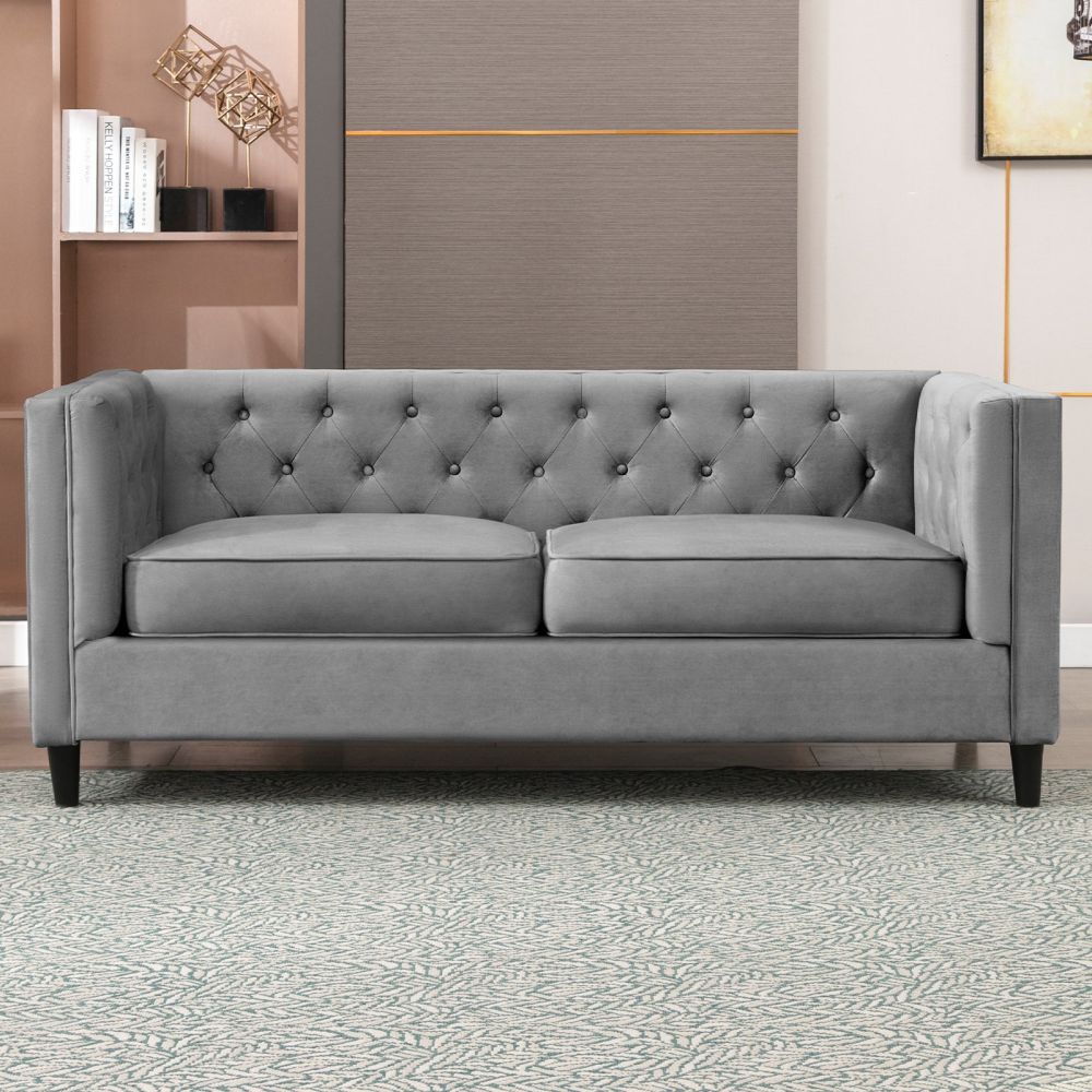 Mjkone Modern Upholstered Chesterfield Style Loveseat Sofa Set