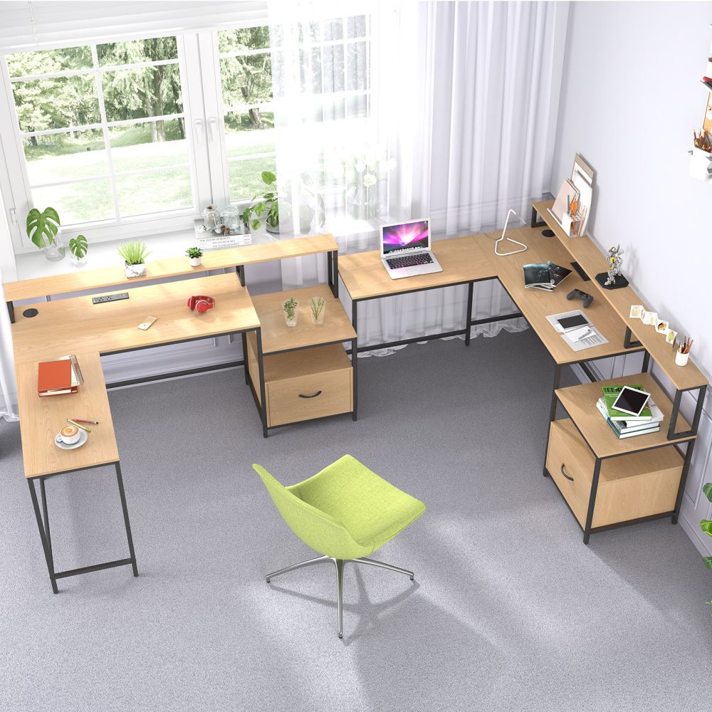 Mjkone Multifunctional L-Shaped Office Desk with Drawer