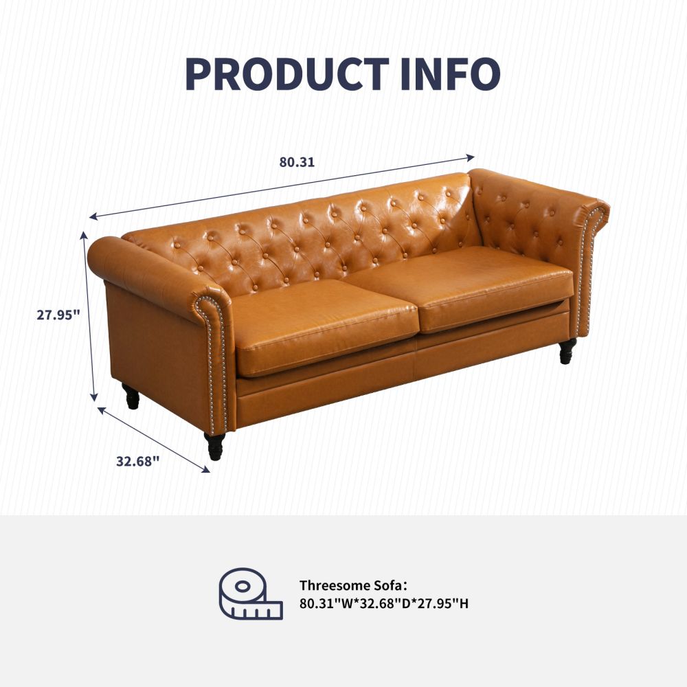 Mjkone PU Leather Upholstered 2/3-Seater Sofa Couch