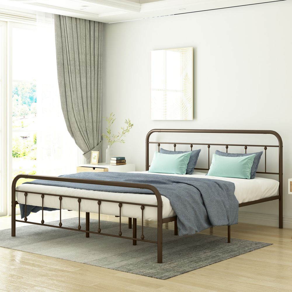 Mjkone Spindle Design Metal Bed Frame with Headboard