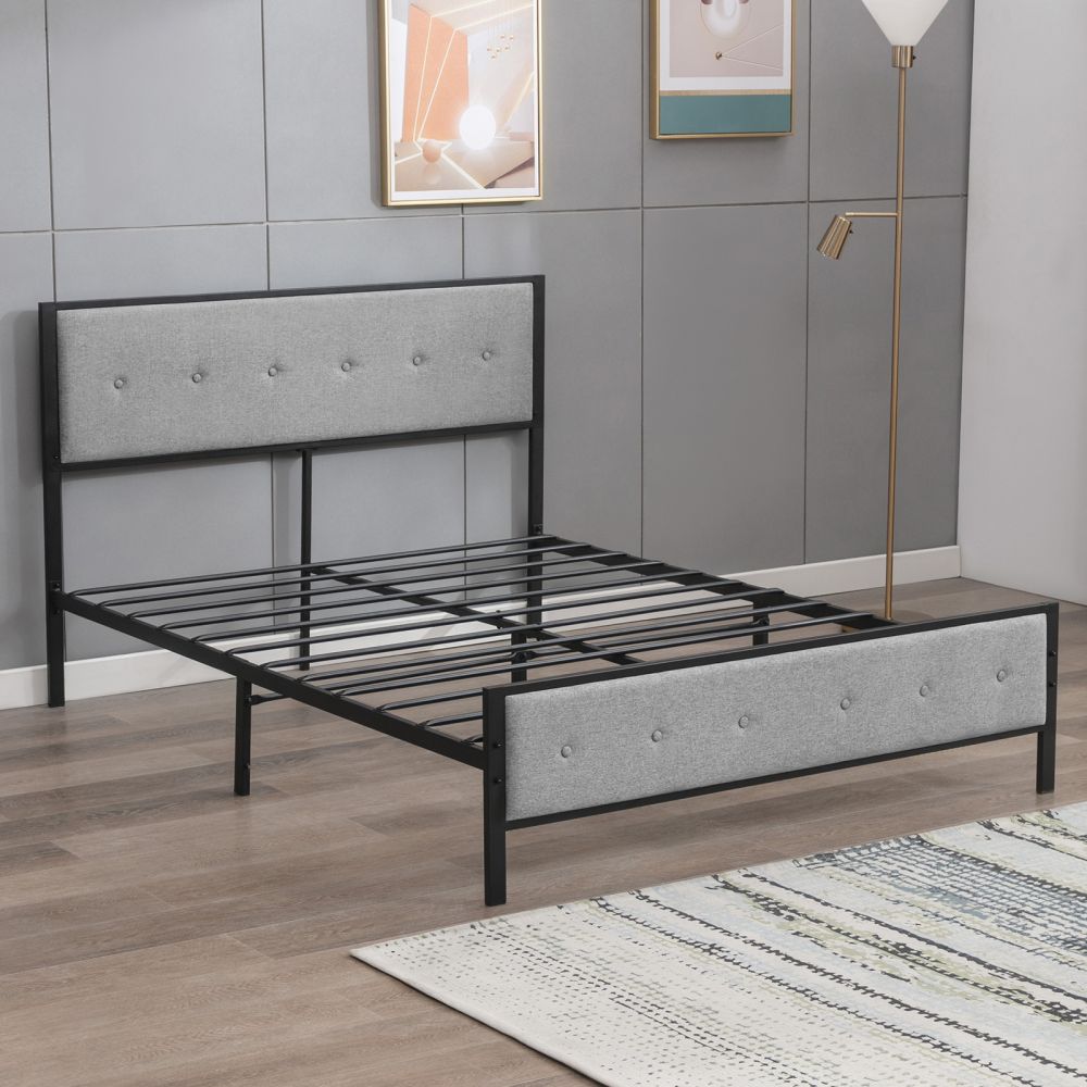 Mjkone Noise-Free Metal Platform Bed Frame with Headboard