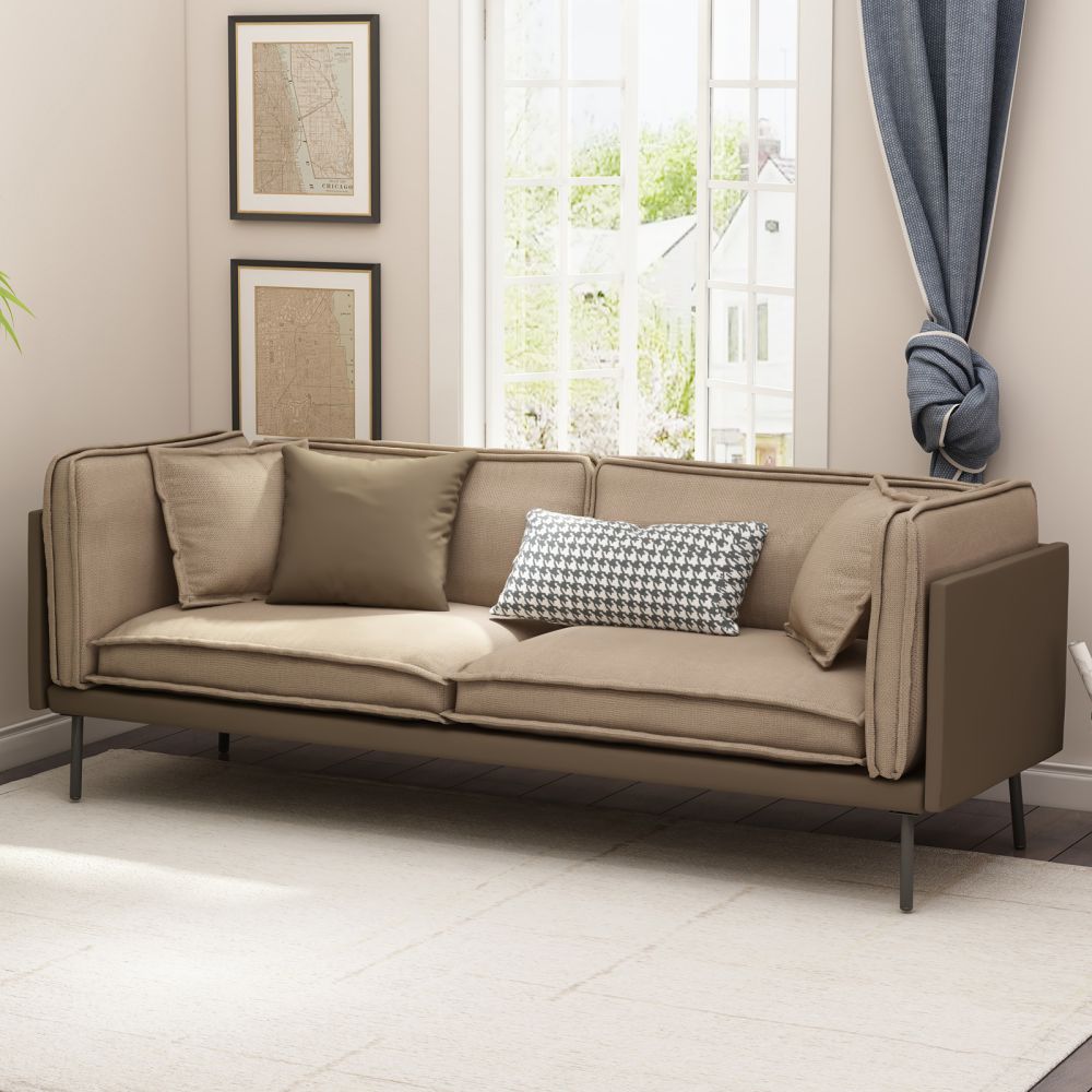 Mjkone Upholstered Sectional Sofa Set with Ottoman and Cushion