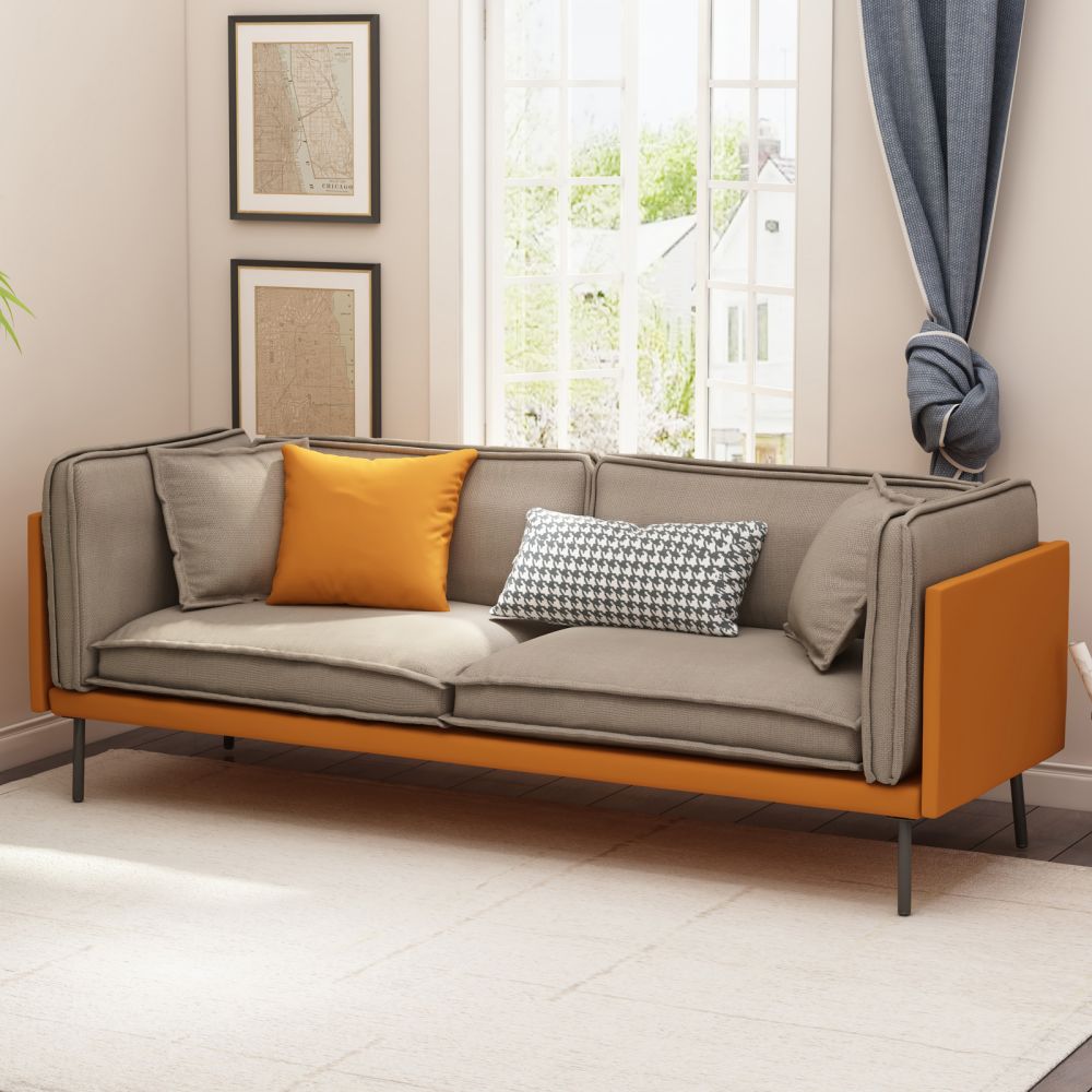 Mjkone Upholstered Sectional Sofa Set with Ottoman and Cushion