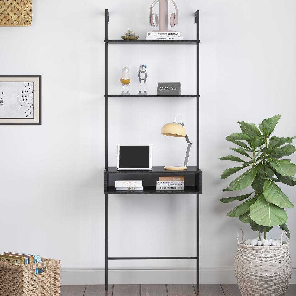 Mjkone Wall Mounted Desk Shelves with 2-Tier Storage Shelf