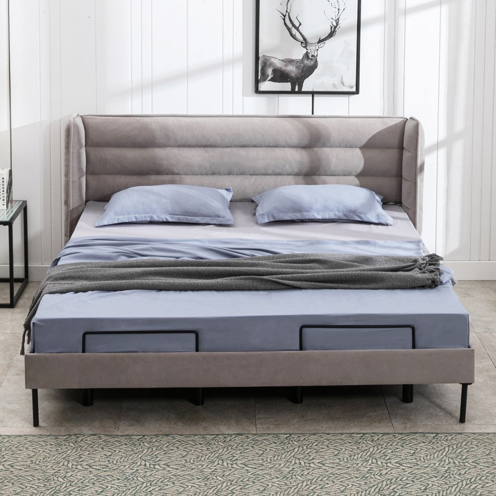 Mjkone Wireless Remote Control Upholstered Bed with Mattress