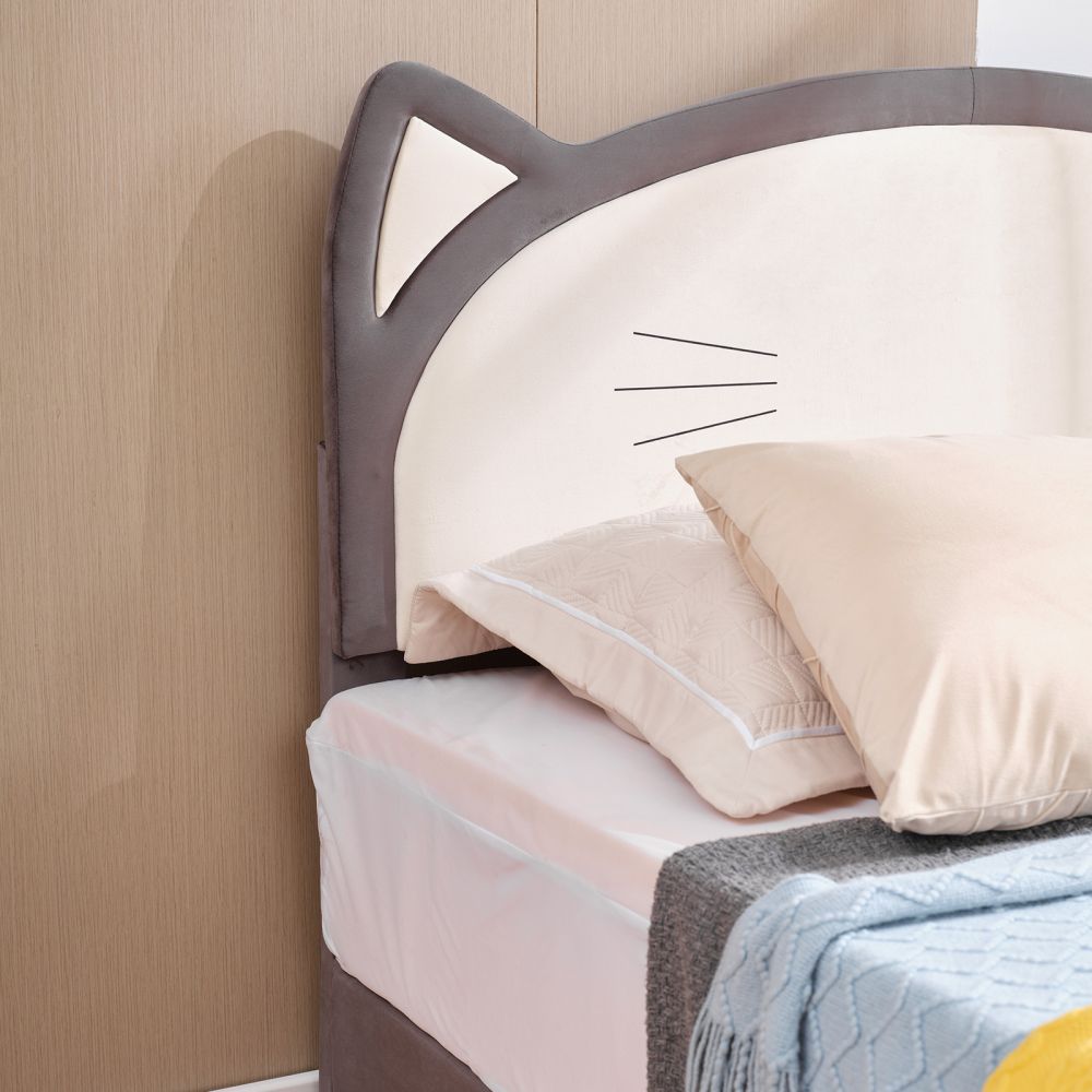 Mjkone Toddler Kids Bed with Cute Cat Headboard