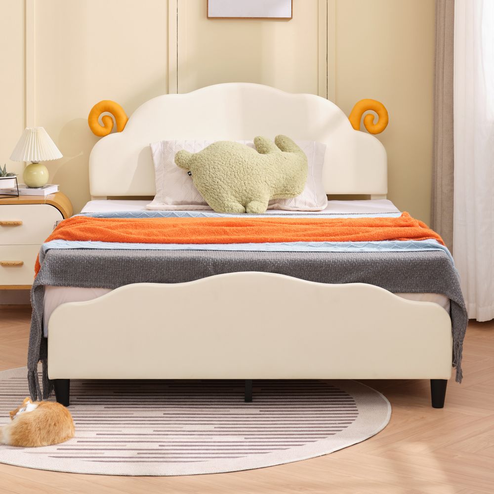 Mjkone Sheep Shape Headboard Toddler Kids Bed