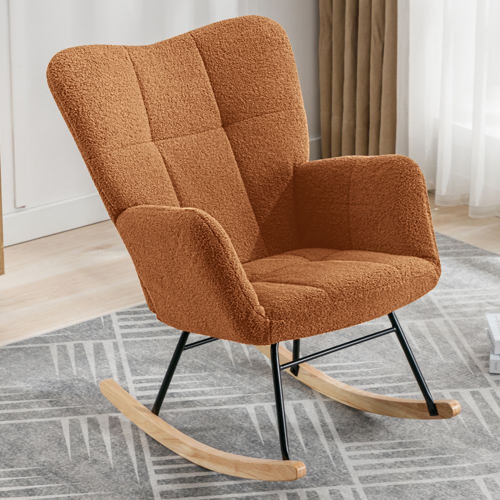 Mjkone Modern Teddy Fabric Glider Rocking Chair