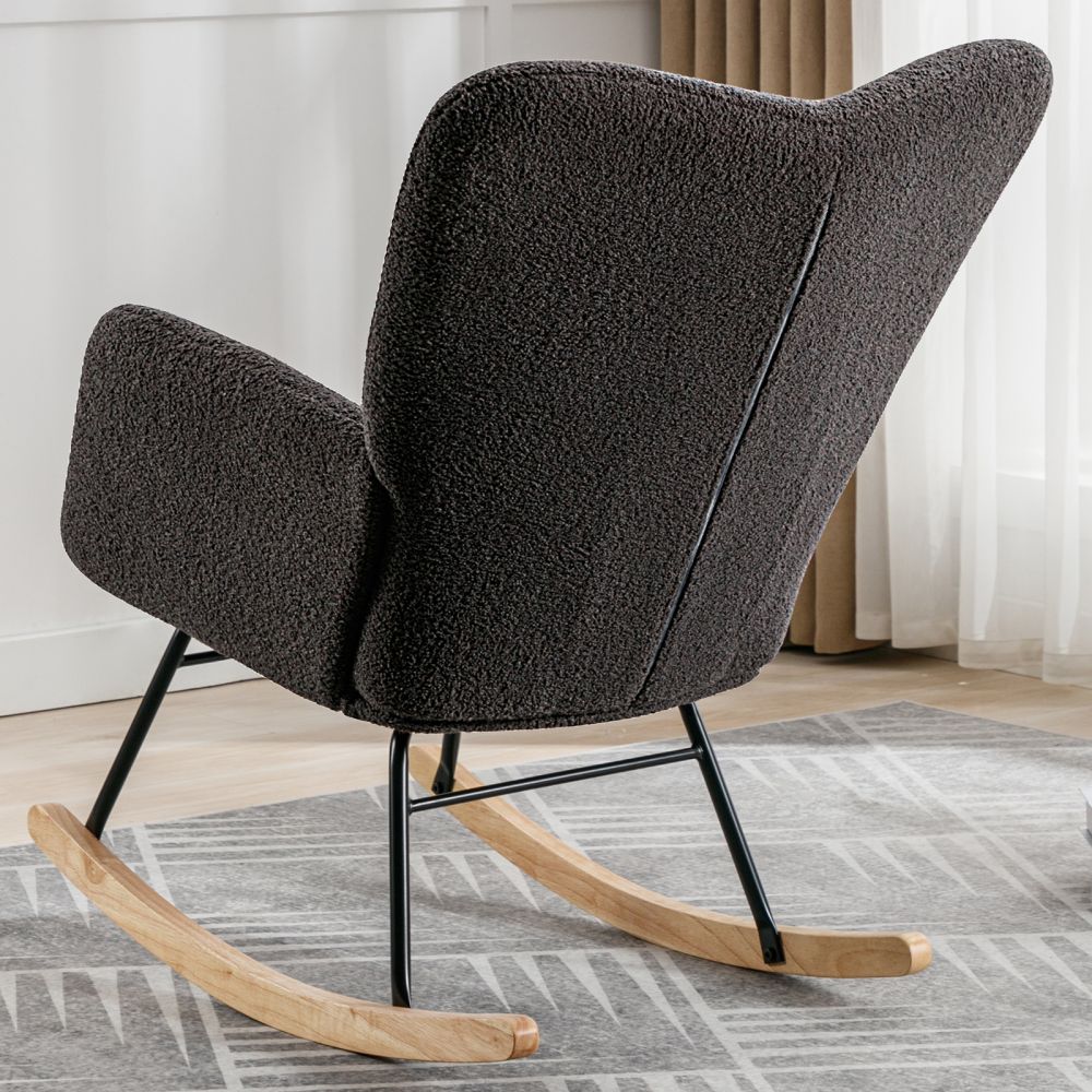 Mjkone Modern Teddy Fabric Glider Rocking Chair