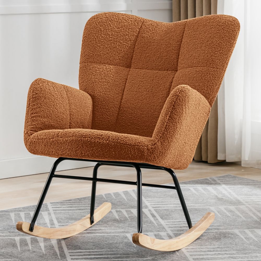 Mjkone Modern Teddy Fabric Glider Rocking Chair