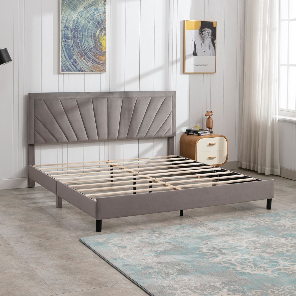 Mjkone Modern Platform Bed Frame with Wood Slat Support