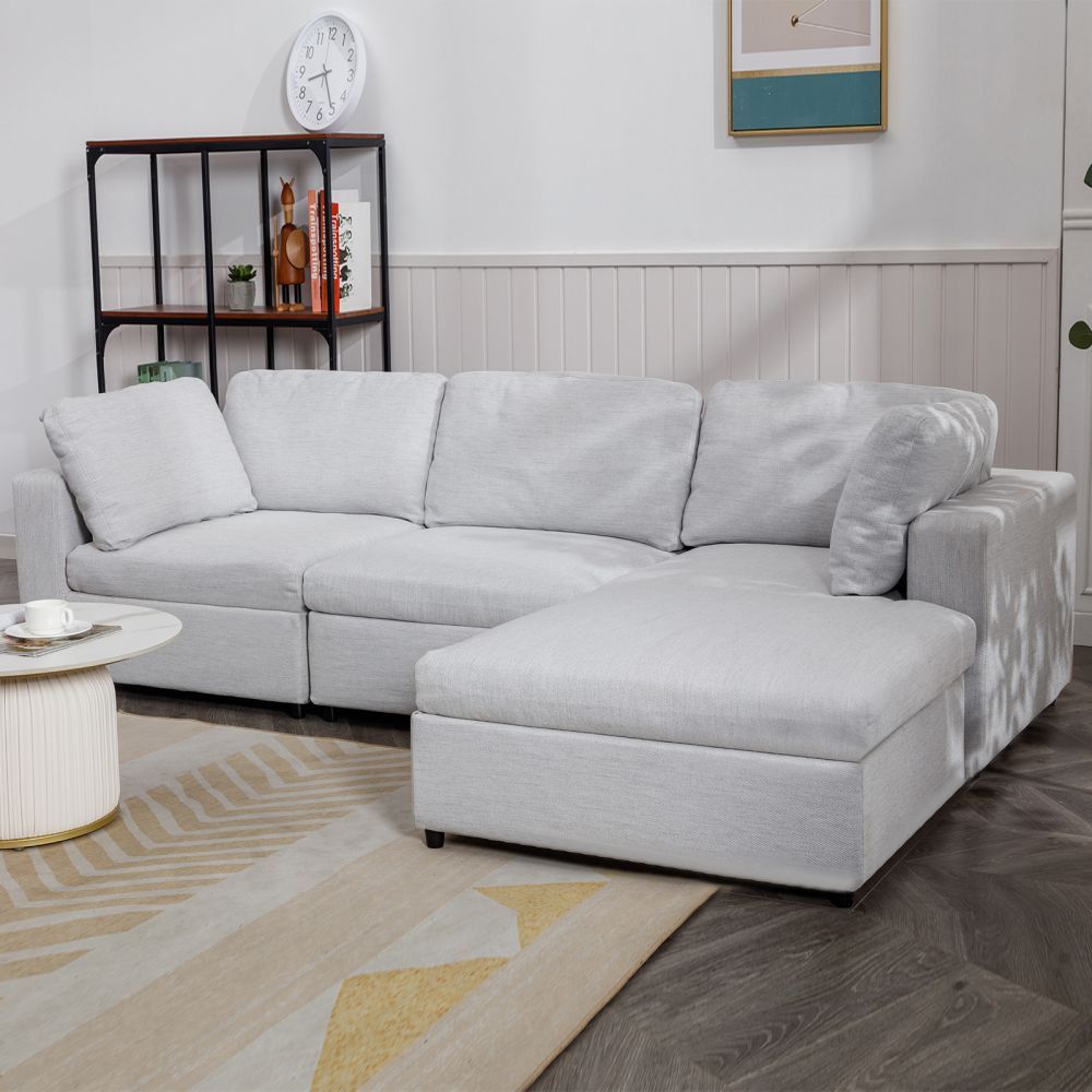 Mjkone 3-Seater Convertible Sectional Sofa with Lounge Chaise