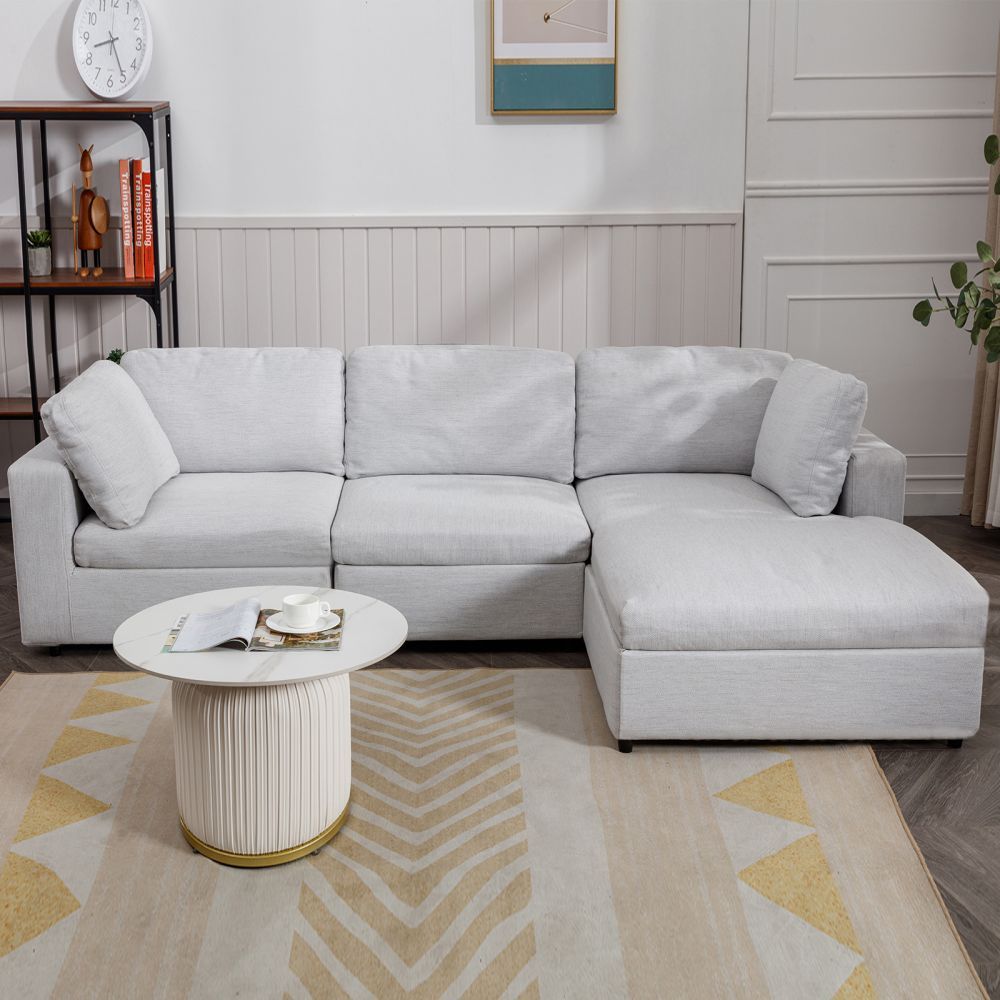 Mjkone 3-Seater Convertible Sectional Sofa with Lounge Chaise