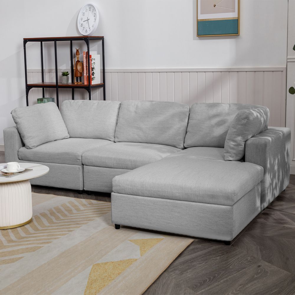 Mjkone 3-Seater Convertible Sectional Sofa with Lounge Chaise